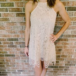 Francesca’s Ivory Lace Mini Dress